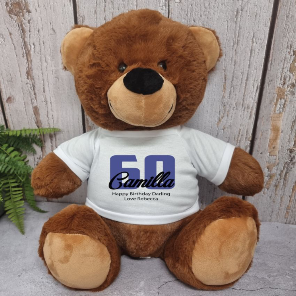 Brown Bear 30cm 60th Birthday Personalised Shirt