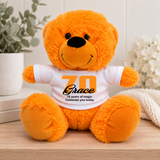 Orange Bear 23cm 70th Birthday Personalised Shirt