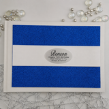 Personalised White Blue Glitter Guest Book A5 – 70th Birthday