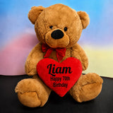 Brown Bear 40cm 70th Birthday Personalised Message on Heart