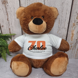 Brown Bear 30cm 70th Birthday Personalised Message on Shirt