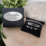 80th Birthday Multilayer Leather and Steel Bracelet