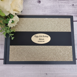 Personalised A5 Gold Glitter Black Band Guest Book for 80th Birthday