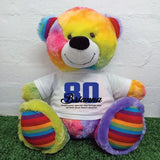 Rainbow Bear 30cm – 80th Birthday Personalised Shirt
