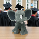 Graduation Grey Elephant Plush Toy with Message on Ears