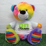 Rainbow Bear 30cm 90th Birthday Personalised Shirt