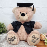 30cm Beige Bear Graduation Gift with Cap and Gown Personalised on Feet