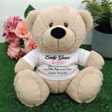 Personalised Beige Christening Teddy Bear with Custom Shirt – 23cm Plush Keepsake Gift