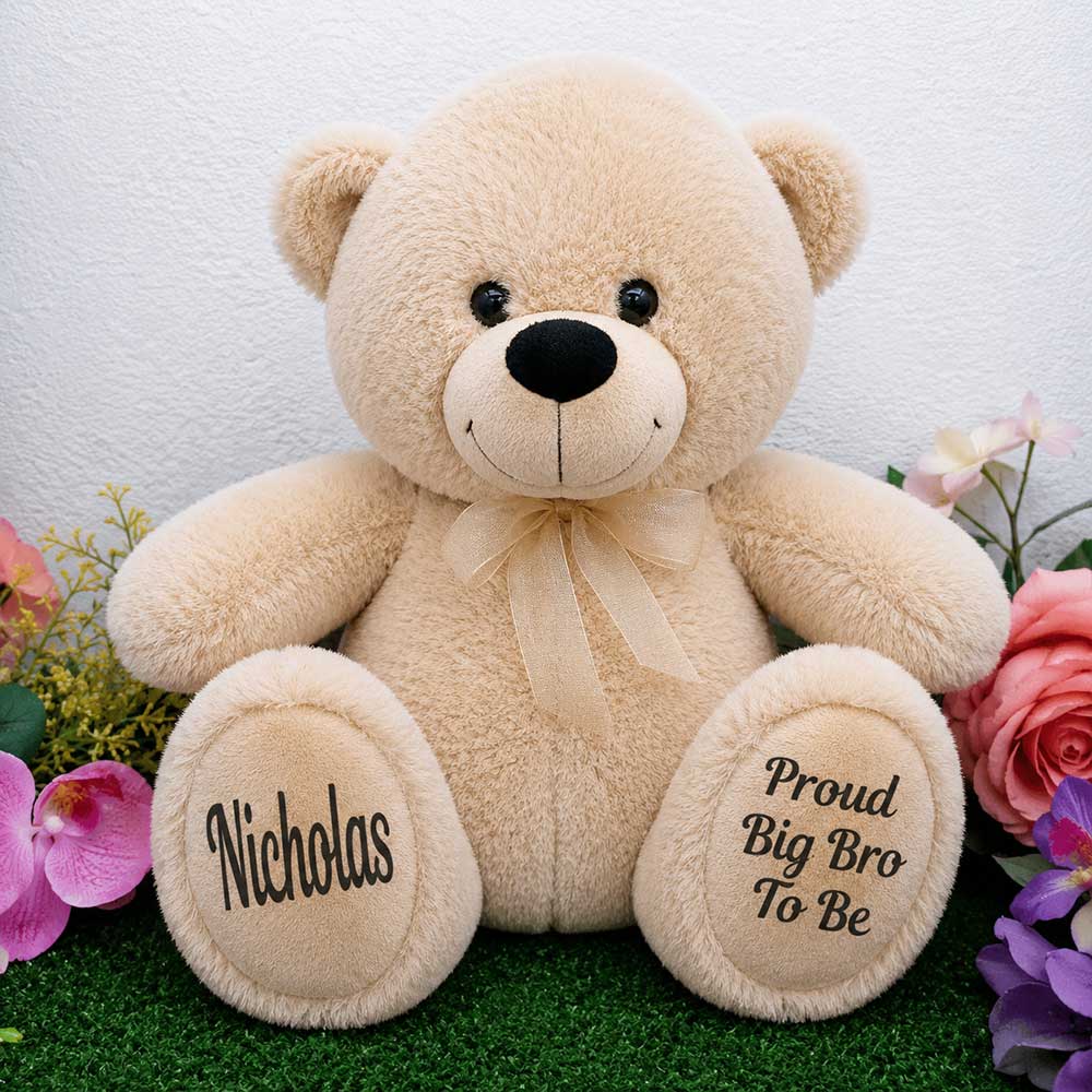 Beige Bear 40cm Big Brother Gift with Message on Feet