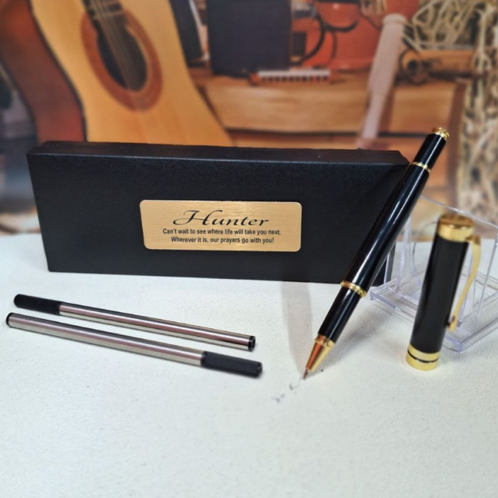 Personalised Black Ballpoint Pen Set for Teacher