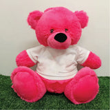 Hot Pink Bear 40cm – 100th Birthday Personalised Shirt