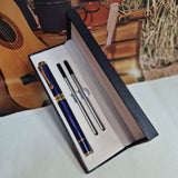 Personalised Cobalt Blue Ball Point Pen Set for Pop