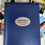 Blue Glamour Album 300 Photos for Grandma with Plaque Inscription