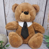 30cm Brown Bear with Black Tie Page Boy Personalised on Feet