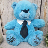 30cm Bright Blue Bear for Dad with Message on Feet
