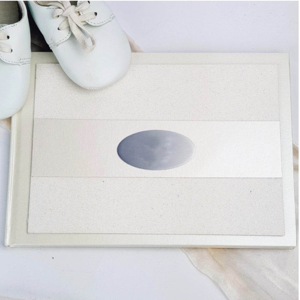 Personalised Cream Glitter Anniversary Guest Book with Custom Plaque
