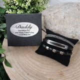 Personalised Multilayer Leather & Steel Bracelet Gift Box for Dad