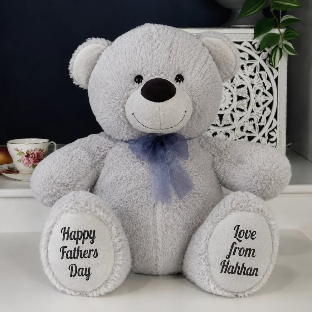 Personalised Silver Bear 30cm Fathers Day Message on Feet