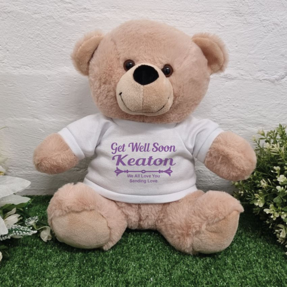 Beige Bear 30cm Get Well Soon Personalised Shirt