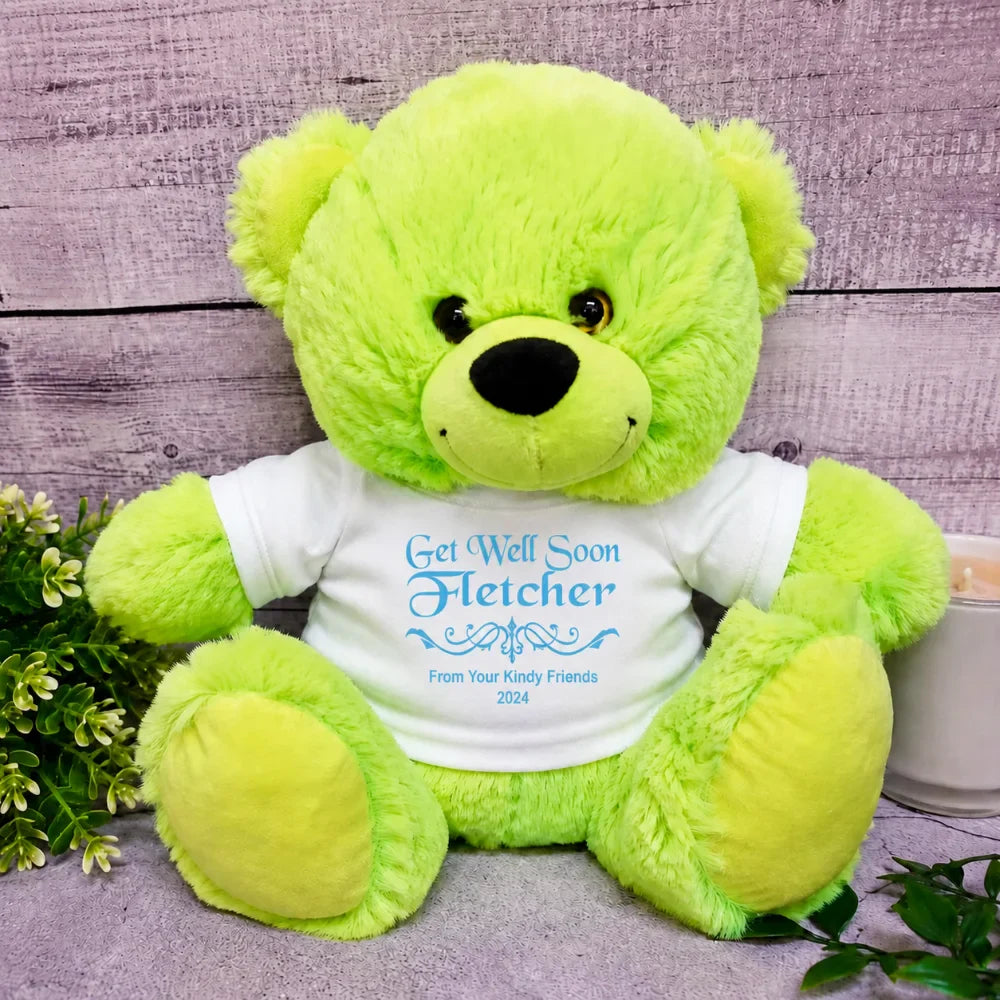Lime Bear 30cm Get Well Soon Personalised Shirt