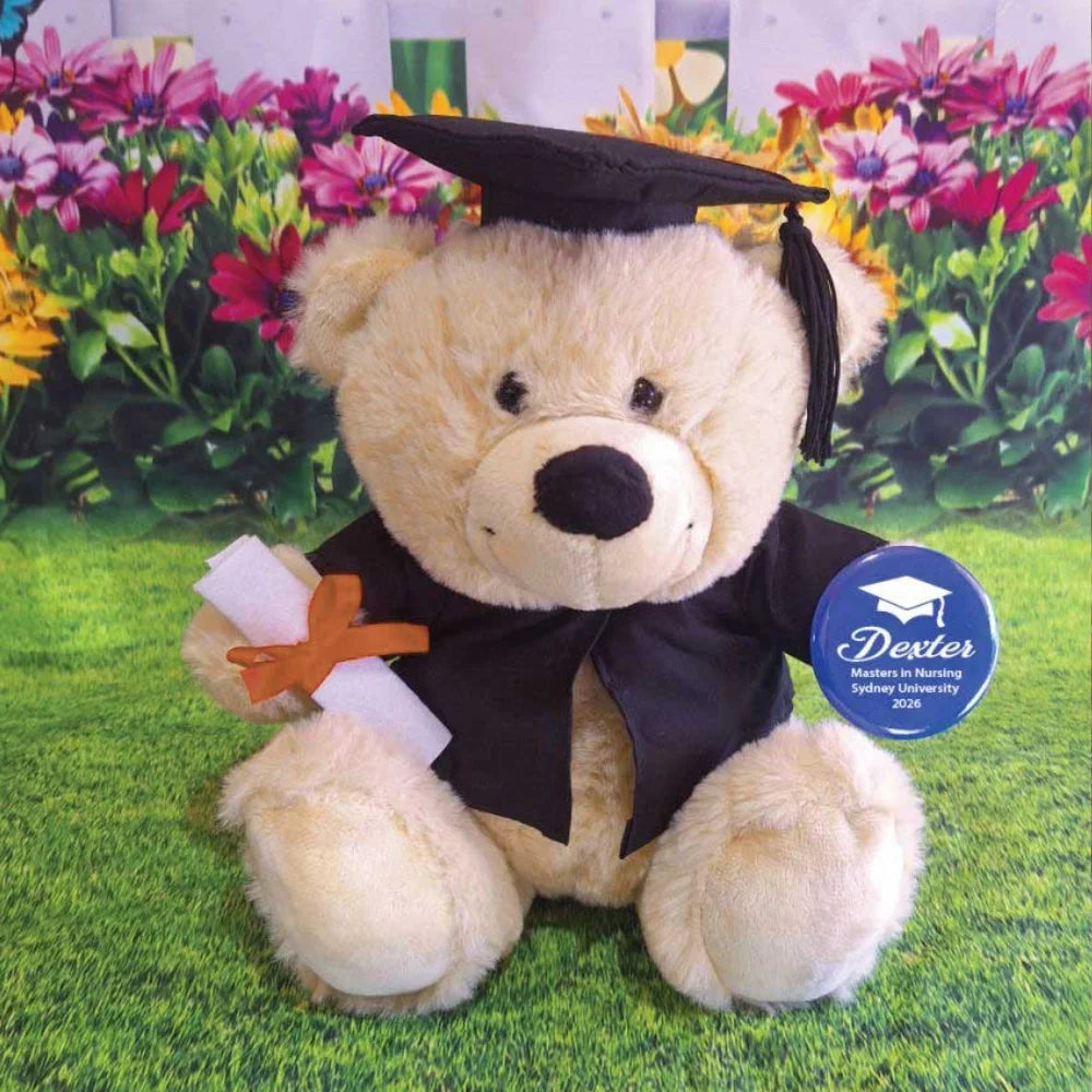 Cream Graduation Bear with Personalised Badge 23cm