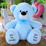 Light Blue Bear 40cm Grandad Personalised on Feet