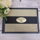 Personalised A5 Gold Glitter Black Band Birthday Guest Book