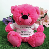 Personalised Hot Pink Christening Bear – Personalised Baptism Teddy Gift