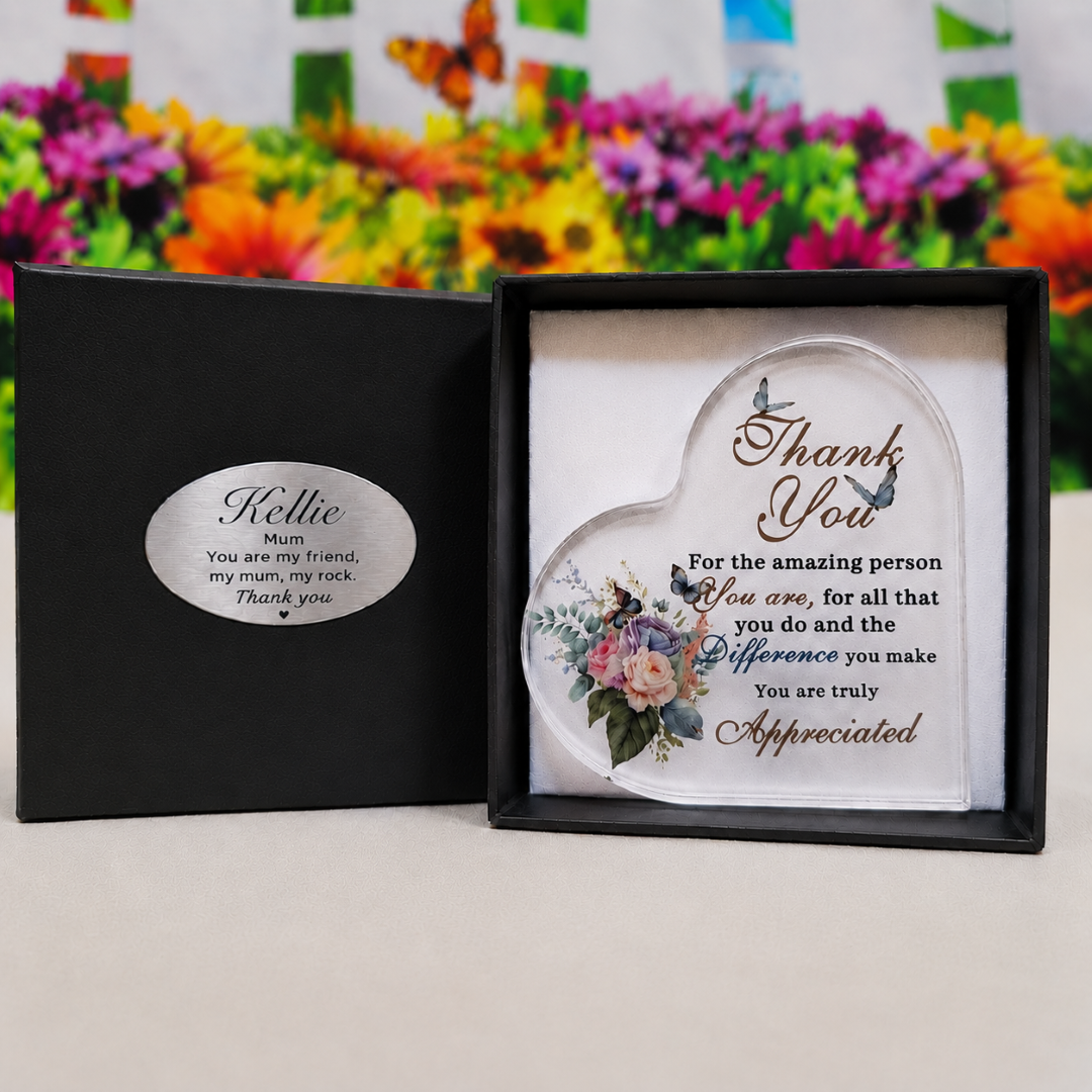 Thank You Mum Personalised Heart Acrylic Keepsake Gift Box