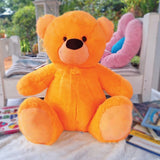 Personalised 40cm Orange Bear for Christening with Message on Feet