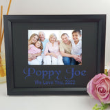 Personalised poppa 6x4 landscape black photo frame with glitter vinyl message – image 1