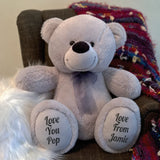 Silver Bear 30cm Pop Personalised Message on Feet