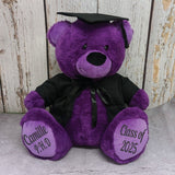 40cm Purple Bear Graduation Bear with Cap and Gown – Message on Feet