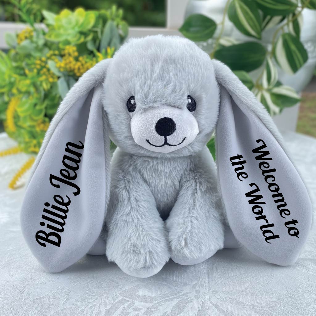 Remi Silver 22cm Bunny for Newborn – Message on Ears