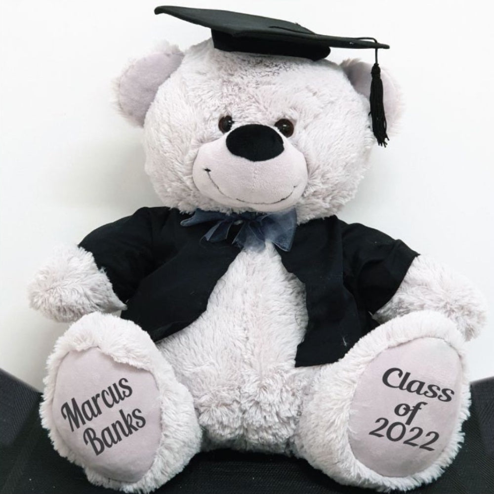 40cm Silver Bear Graduation Gift with Message on Feet