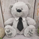 30cm Silver Bear with Black Tie Pop Message on Feet