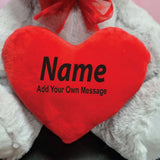 Silver Bear 40cm Valentines Day Personalised Message on Heart