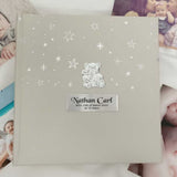 Personalised Baptism Baby Photo Album 200 Photos – Silver Teddy Baby Album