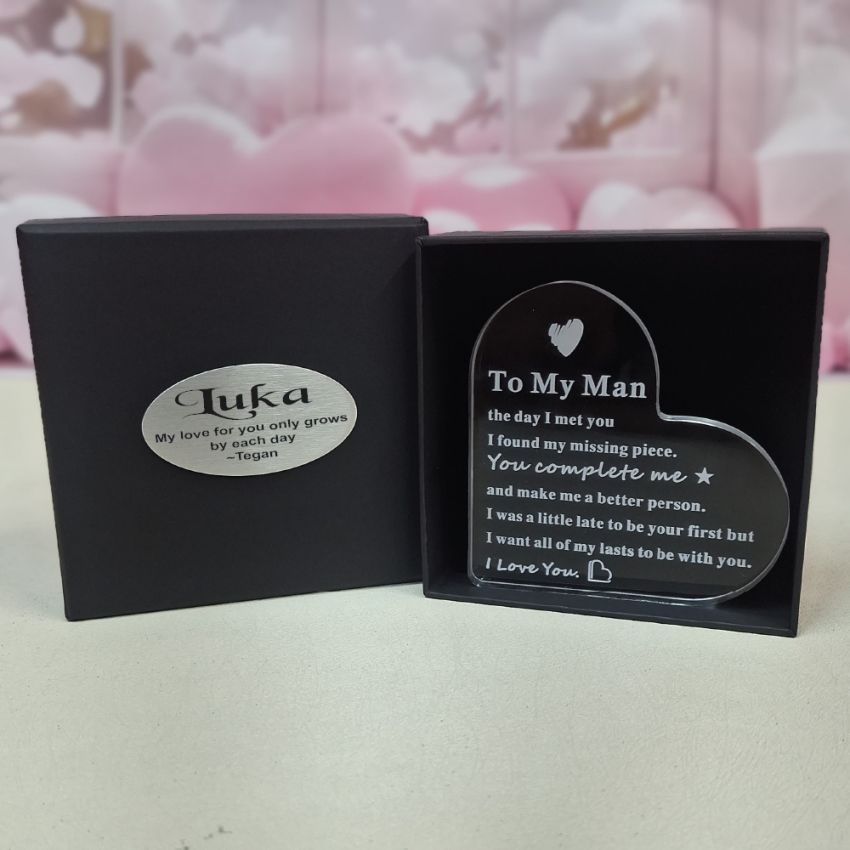 Valentine's Day Personalised "To My Man" Heart Acrylic Gift Box