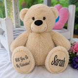 Beige Bear 30cm Valentines Day Personalised Message on Feet