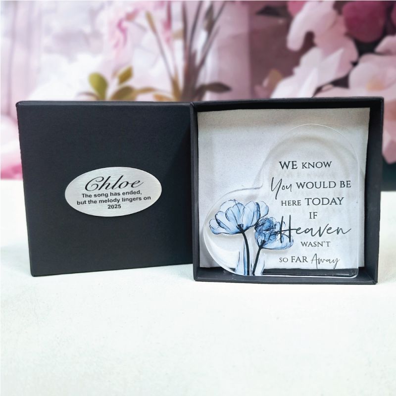 Memorial Personalised Heart Acrylic Plaque Gift Box