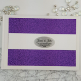 Personalised Guest Book White with Purple Glitter A5 Wedding Plaque