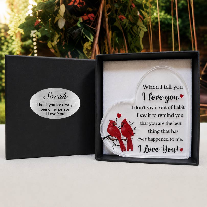 Romantic "When I Tell You I Love You" Heart Acrylic Personalised Keepsake Gift Box for Him or Her
