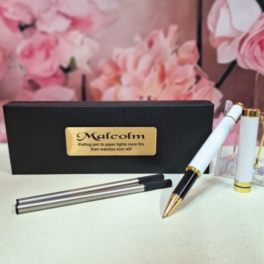 Personalised White Ballpoint Pen Set – 40th Birthday