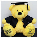 30cm Yellow Bear Graduation Gift with Personalised Feet Message