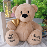 Personalised Zipper Bear with Gold Urn – Memorial Message on Feet