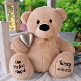Zipper Bear 40cm with Silver Urn Memorial Message on Feet