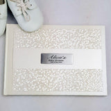 Personalised Cream Pebble Baby Shower Guest Book with Custom Plaque