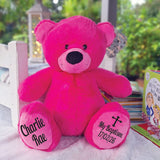 40cm Hot Pink Bear Baptism Message on Feet