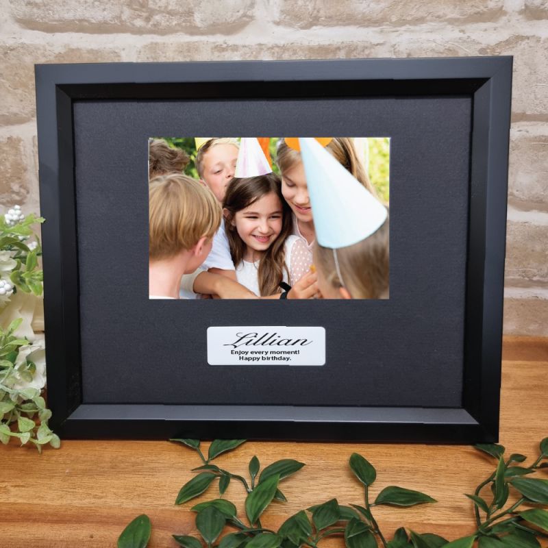 Personalised 16th Birthday 6x4 Black Timber Photo Frame with Message Plaque
